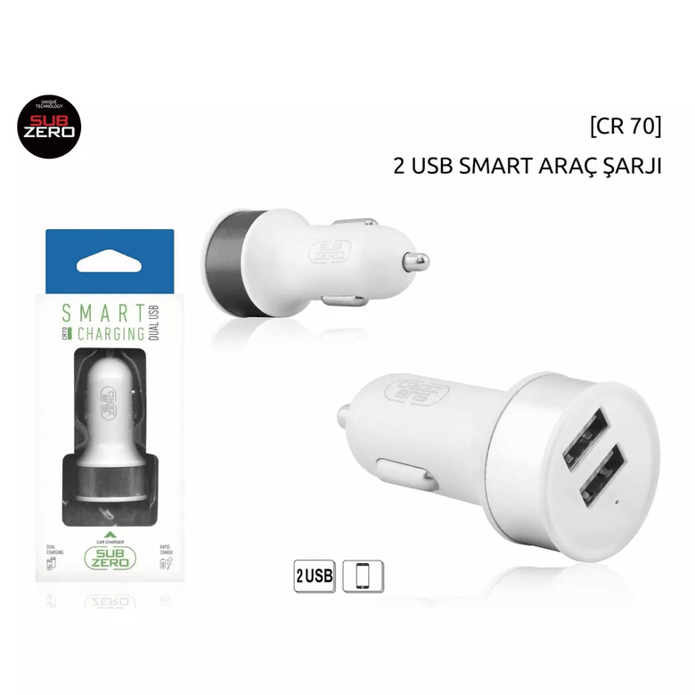 qFZoDuym1T Subzero Cr70 2.1A Çift Çıkışlı Araç Şarj Başlığı