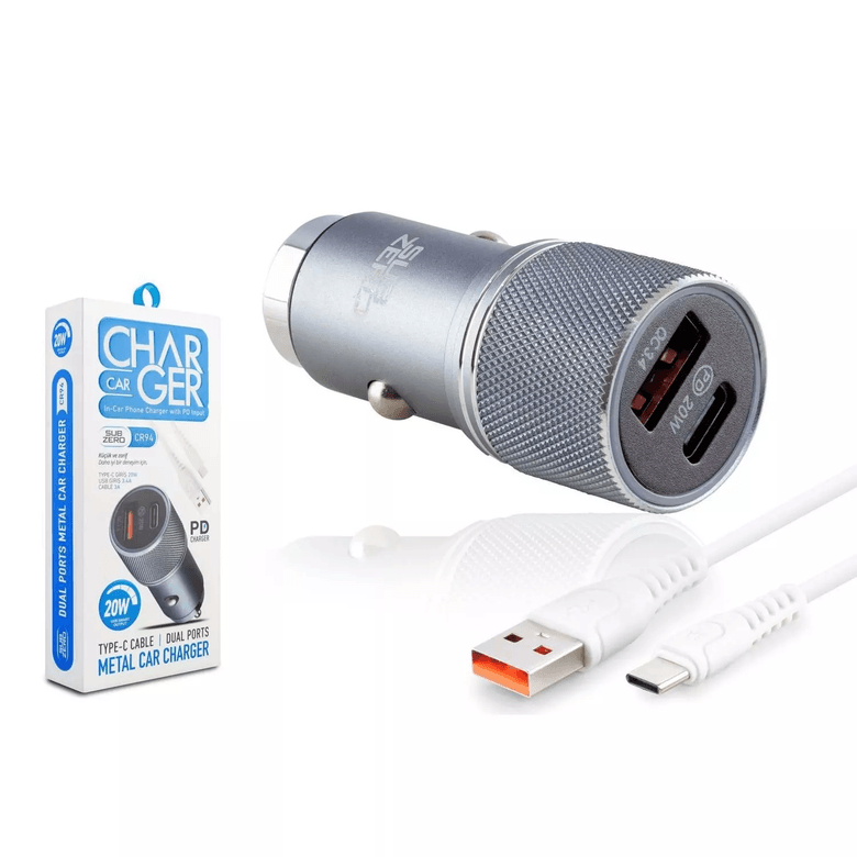 qNTwfJFDI1 Subzero Cr94 20W 3.4A Hızlı Pd+Usb Çıkışlı Type-C Araç Şarj Aleti