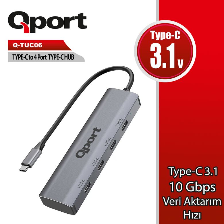 Qport Q-TUC06 Type-C - 4 Port Type-C Çoklayıcı