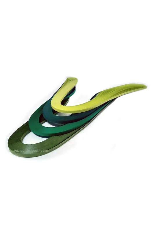 quilling 4lu-YEsil-Seri-5mm Dörtlü Yeşil Serisi 4 Farklı Ton Yeşil Renkli 5Mm 400 Adetli Kağıdı