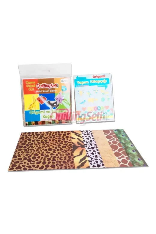 quilling ORGM-SET-HYVN-DSN-15x15-60 Origami Hayvan Desenli Kağıt Seti - 60 Adetli Origami Yapım Seti