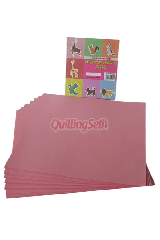 quilling Origami-20cm 20Cm Origami Kağıdı, 100 Adet 20Cm X 20 Cm Pembe Renk Origami Seti, 100Lü Origami Paket