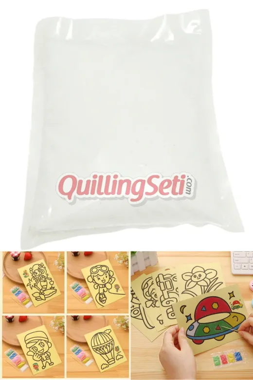 quilling TYC00585558553 Beyaz Renk Kum Boyama Kumu, Seti Aktivite Kumu, Oyun Kumu, Dekoratif Renkli Kum 500Gr
