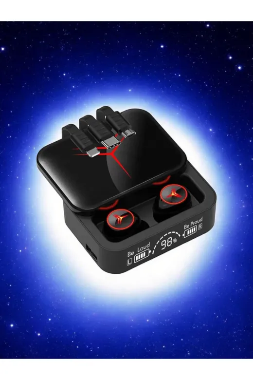 QÜMÜŞ Mİ88QÜMÜŞ M-88 Plus Bluetooth Kulaklık Powerbank Ve Dijital Gösterge Şarjlı Bulutut Kablosuz Kulaklık Enc