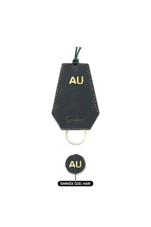 RAHEL COLLECTİON AG01002.013 İsme Özel İpli Anahtarlık - % 100 Crazy Deri - Ag01002 - Haki