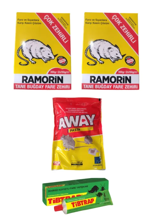 RAMORİN 26262ı726Sa Fare Sıçan İlaçlama Seti/ramorin Zehirli Buğday 2 Adet/away Pasta/tibtrap Fare Yapışkanı