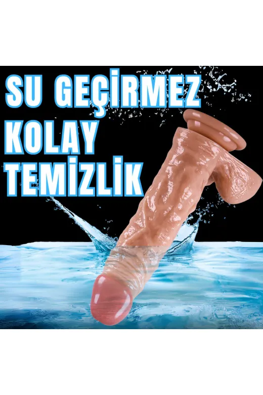 Realistik Dokuda Damarlı Kalın Dildo Vantuzlu Gerçekçi Yapay Penis 21 Cm