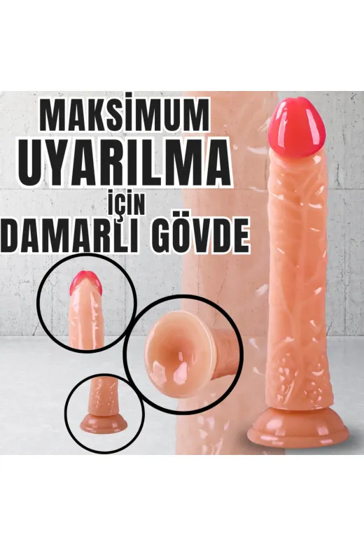 Realistik Dokuda Dildo Vantuzlu Gerçekçi Yapay Penis 21 Cm
