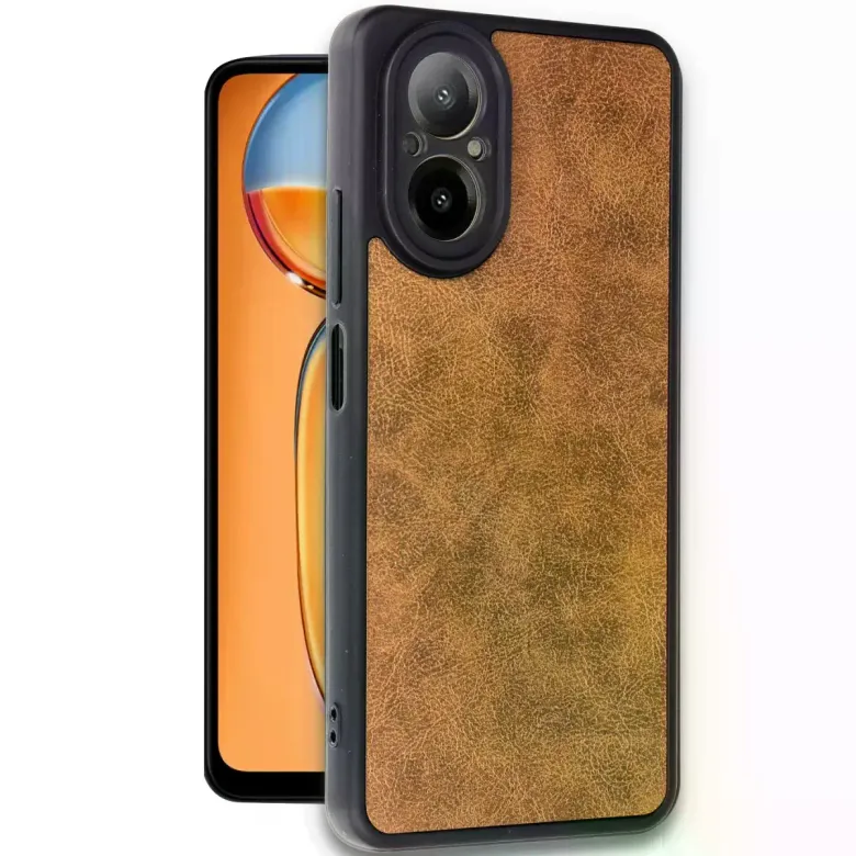 Realme 12 Lite Kılıf Aras Deri Kapak - Taba