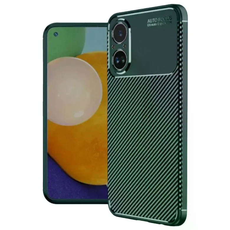 Realme 12 Lite Kılıf Auto Focus Karbon Kapak - Koyu Yeşil