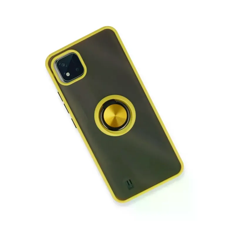 Realme C11 2021 Kılıf Montreal Yüzüklü Silikon Kapak - Sarı