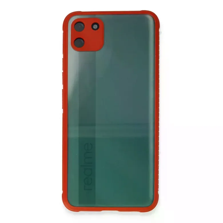 Realme C11 Kılıf Miami Şeffaf Silikon - Kırmızı