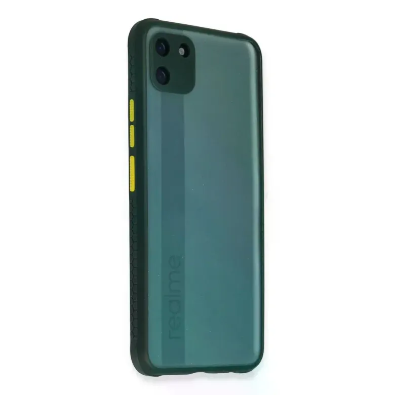 Realme C11 Kılıf Miami Şeffaf Silikon - Koyu Yeşil