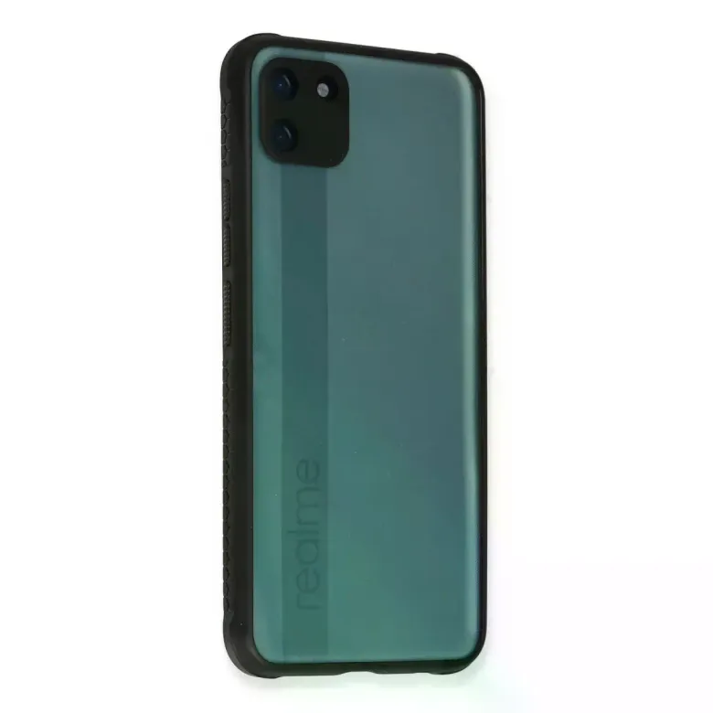 Realme C11 Kılıf Miami Şeffaf Silikon - Siyah
