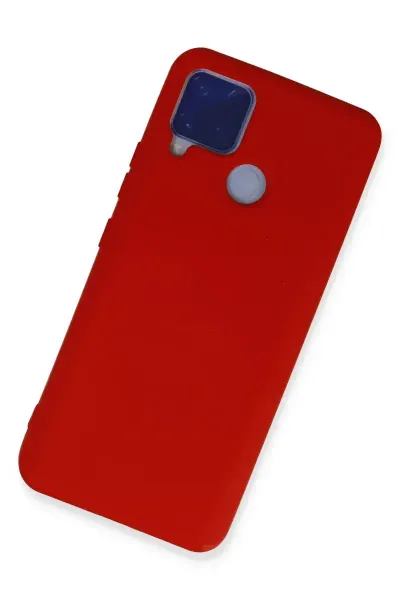 Realme C15 Kılıf Nano içi Kadife Silikon - Kırmızı