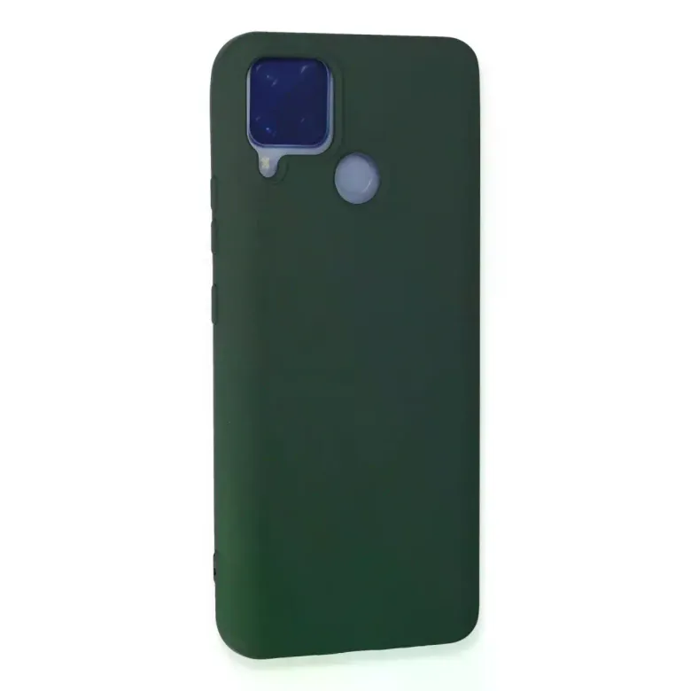 Realme C15 Kılıf Nano İçi Kadife Silikon - Koyu Yeşil
