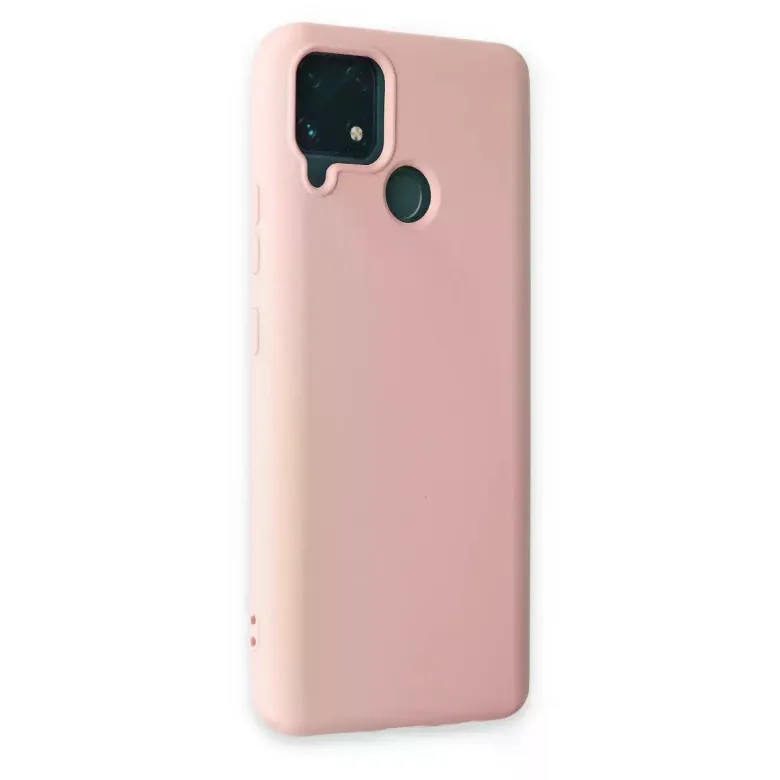 Realme C15 Kılıf Nano İçi Kadife Silikon - Pudra
