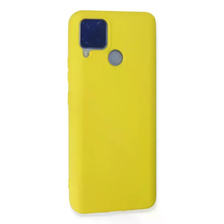 Realme C15 Kılıf Nano İçi Kadife Silikon - Sarı