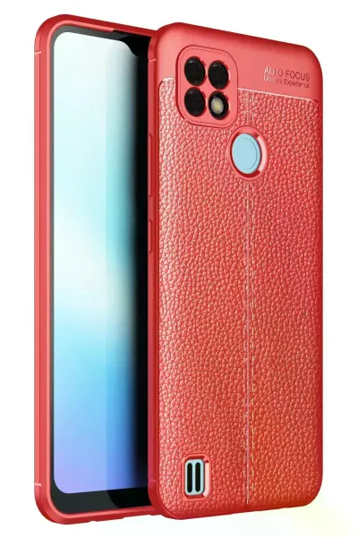 Realme C21 Kılıf Auto Focus Kapak - Kırmızı