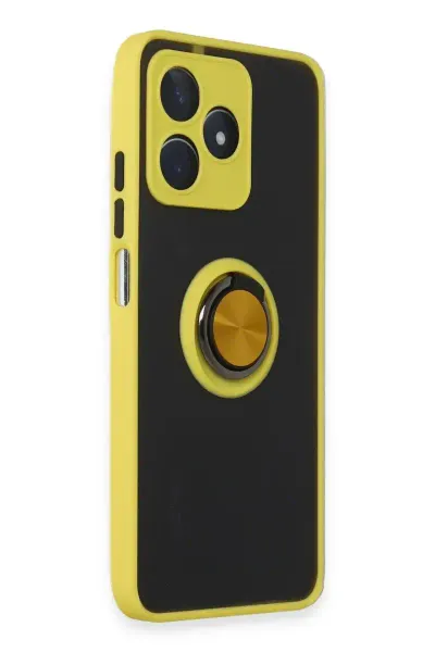 Realme C53 Kılıf Montreal Yüzüklü Silikon Kapak - Sarı