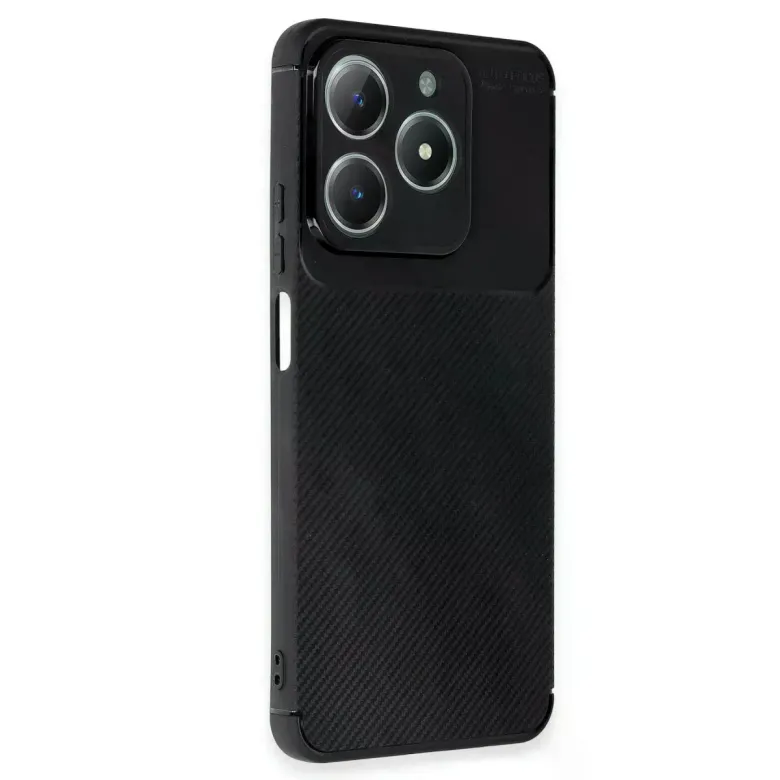 Realme C61 Kılıf Auto Focus Karbon Kapak - Siyah