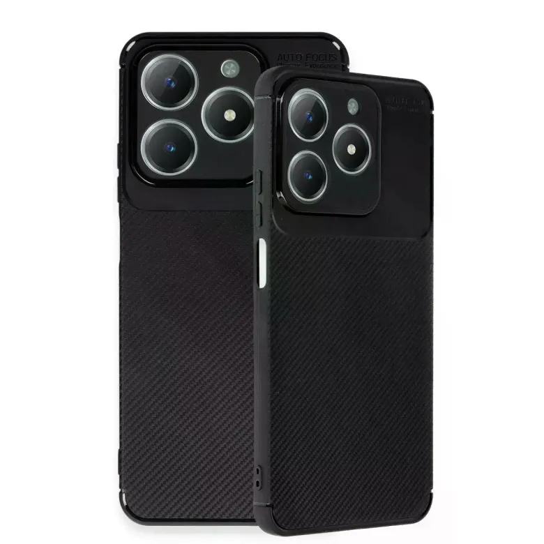 Realme C61 Kılıf Auto Focus Karbon Kapak - Siyah