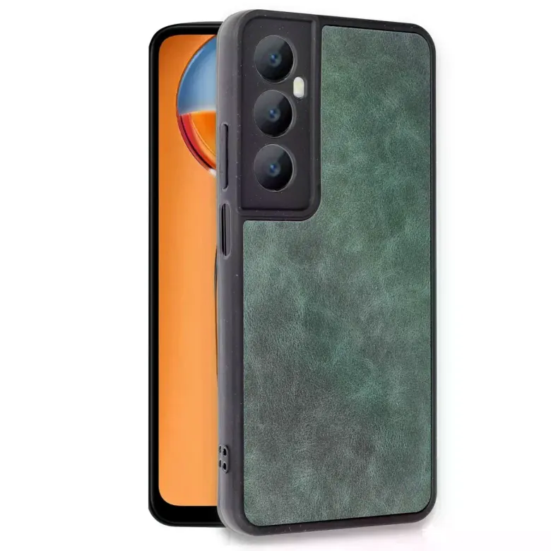 Realme C65 Kılıf Aras Deri Kapak - Koyu Yeşil