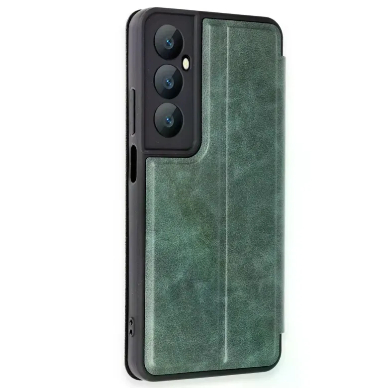 Realme C65 Kılıf Flip Cover - Koyu Yeşil