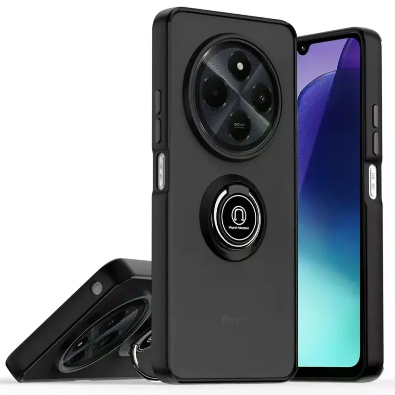 Realme C75 4g Kılıf Montreal Yüzüklü Silikon Kapak - Siyah