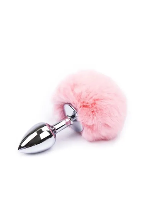Red Fox BDM014P Tavşan Kuyruklu Paslanmaz Çelik Anal Tıkaç Pembe