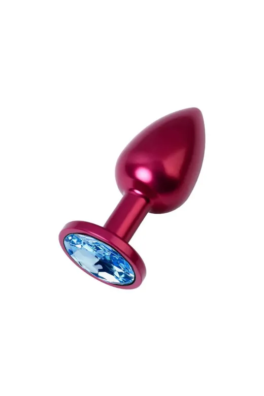 Red Fox PT-ANXM013MRMV Metal Mavi Taşlı Kırmızı Anal Plug Orta Boy