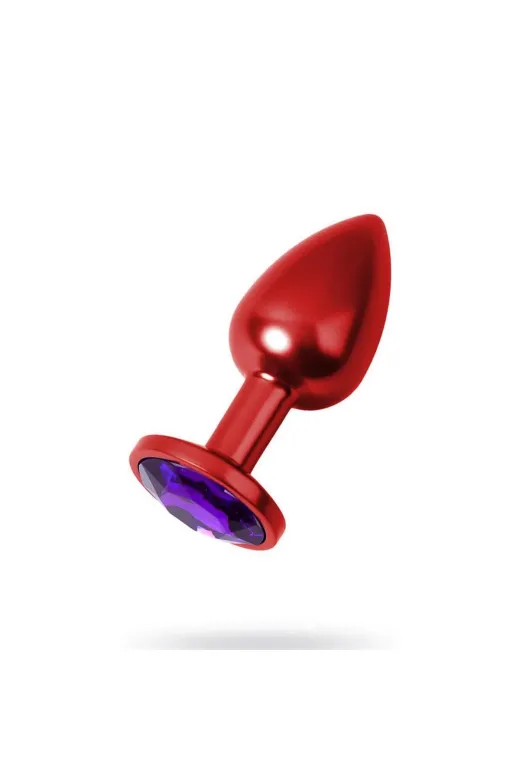 Red Fox PT-ANXM013MRPRP Metal Mor Taşlı Kırmızı Anal Plug Orta Boy