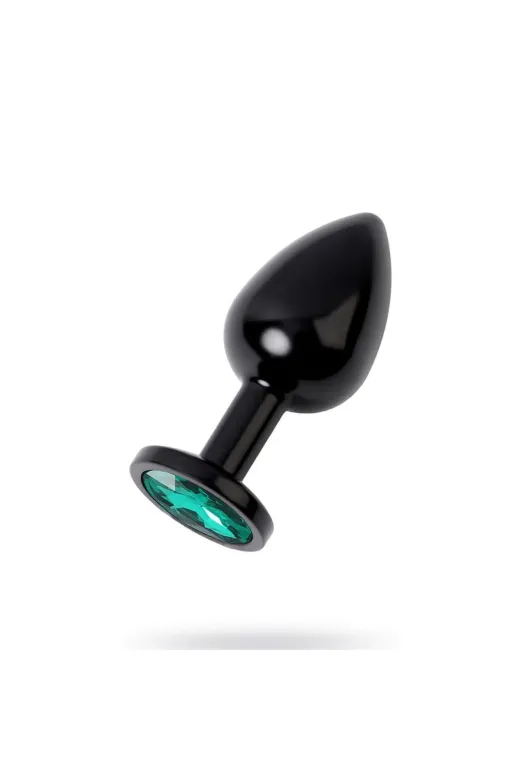 Red Fox PT-ANXM013SBLGR Metal Yeşil Taşlı Siyah Anal Plug Küçük Boy