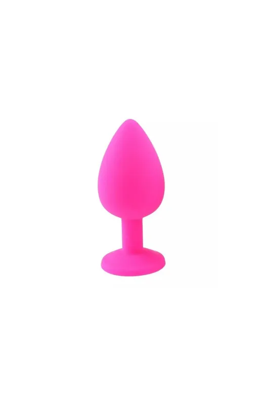 Red Fox PT-ANXM117PNK Elmas Taşlı Silikon Kaplı Anal Plug M Orta Boy 8 Cm Pembe