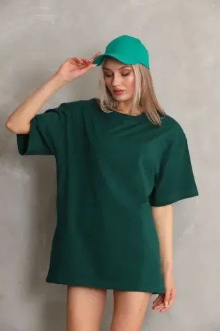 Regular Fit Tişört Bisiklet Yaka Yazlık Kısa Kol Basıc T-Shirt - Yeşil - L - Yeşil