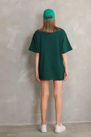 Regular Fit Tişört Bisiklet Yaka Yazlık Kısa Kol Basıc T-Shirt - Yeşil - L - Yeşil