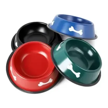 Renkli Metal Mama Kabı 20 Cm Kemik Motifli Evcil Hayvanlar İçin