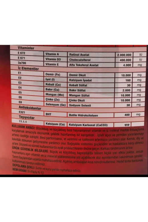 REVA Eco Feed Yüksek Kaliteli Büyük Ve Küçükbaş Hayvanlar Için Vitamin Premiksi, 20 Kg Paket