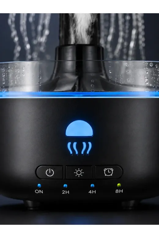 RGB Işıklı Denizanası Hava Nemlendirici Ultrasonik Buhar Makinesi 2H 4H 8H Zamanlayıcılı