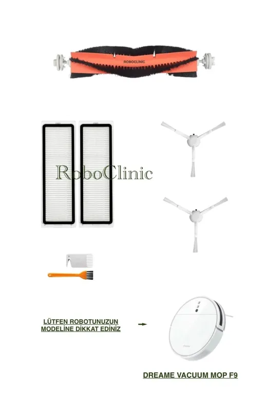 Roboclinic dreame00137 Dreame Vacuum Mop F9 Robot Süpürge Uyumlu Yedek Fırça,hepa Filtre Seti-7 Parça
