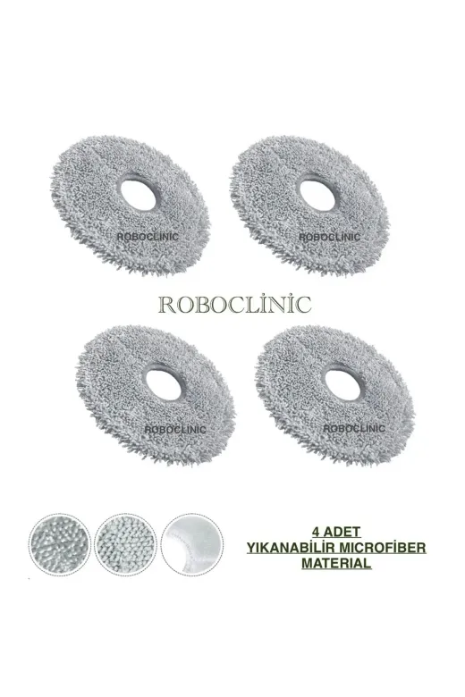 Roboclinic I10spro Dreame L10S Pro Robot Süpürge Uyumlu 4 Adet Microfiber Mop