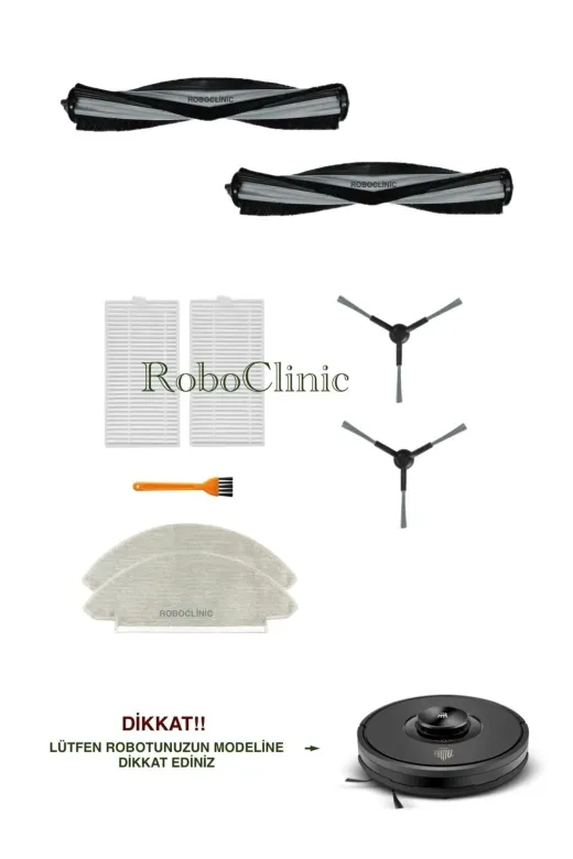 Roboclinic Karaca Vantuz Off-Road Rso07 2 In 1 Robot Süoürge Uyumlu Yedek Fırça,hepa Filtre,mop Seti-9 Parça
