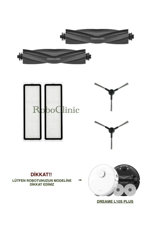 Roboclinic l10splus Dreame L10S Plus Robot Süpürge Uyumlu Yedek Ana Fırça,yan Fırça,hepa Filtre Seti-6 Parça