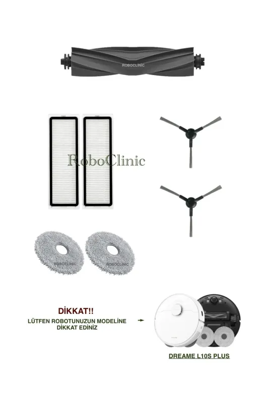 Roboclinic l10splus Dreame L10S Plus Uyumlu Yedek Fırça, Hepa Filtre, Mop Seti-7 Parça