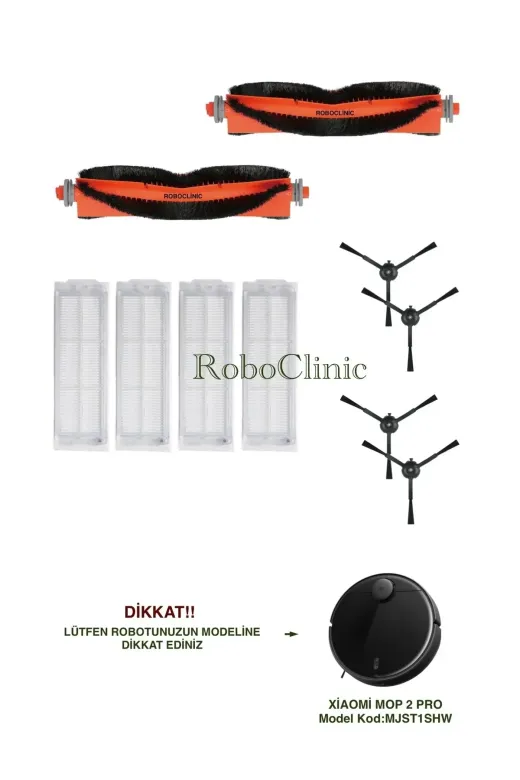 Roboclinic mop2pro4 Xiaomi Mi Robot Vacuum Mop 2 Pro Siyah (Model Kod: Cdz1Shw - Mjst1Shw) Uyumlu Yenileme Seti-10 Parça