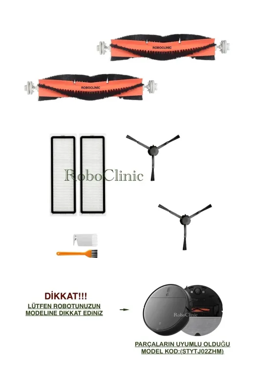 Roboclinic mopplus Xiaomi Mi Vacuum Mop 2 Pro Plus Robot Süpürge Uyumlu Fırça,hepa Filtre Seti-8 Parça