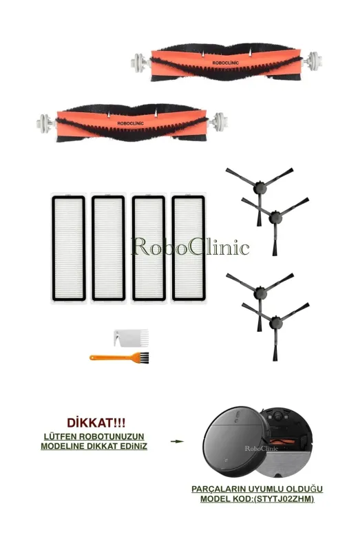 Roboclinic mopplus Xiaomi Mi Vacuum Mop 2 Pro Plus Robot Süpürge Uyumlu Fırça,hepa Filtre Seti-12 Parça