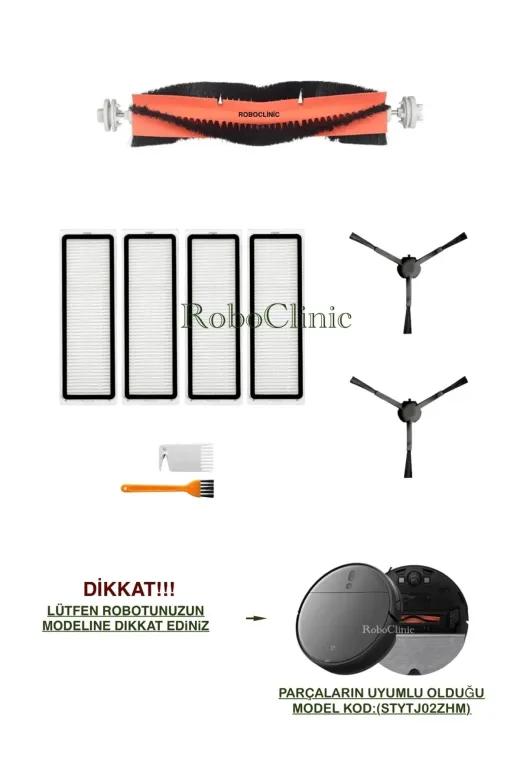 Roboclinic mopplus Xiaomi Mi Vacuum Mop 2 Pro Plus Robot Süpürge Uyumlu Fırça,hepa Filtre Seti-9 Parça