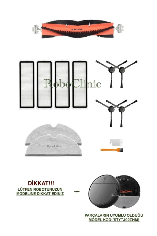 Roboclinic mopplus Xiaomi Mi Vacuum Mop 2 Pro Plus Robot Süpürge Uyumlu Fırça,hepa Filtre,mop Seti-13 Parça