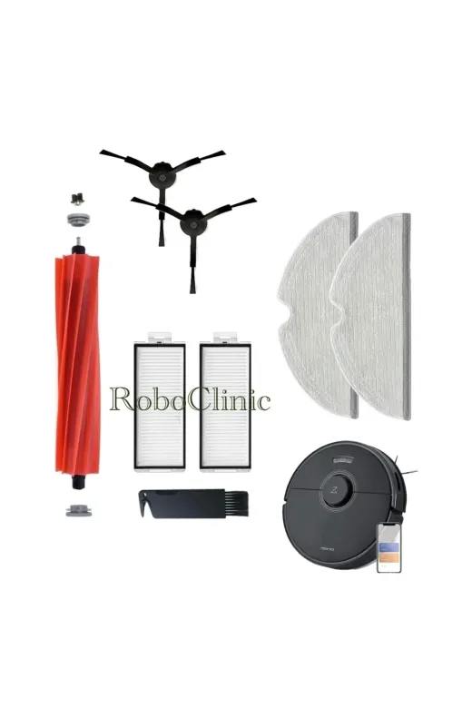 Roboclinic Q7üçkol01 Roborock Q7 Max-Q7 Max Siyah Plus Robot Süpürge Uyumlu Set.yan Fırça 3 Kollu Kıllı Esnek-8 Parça